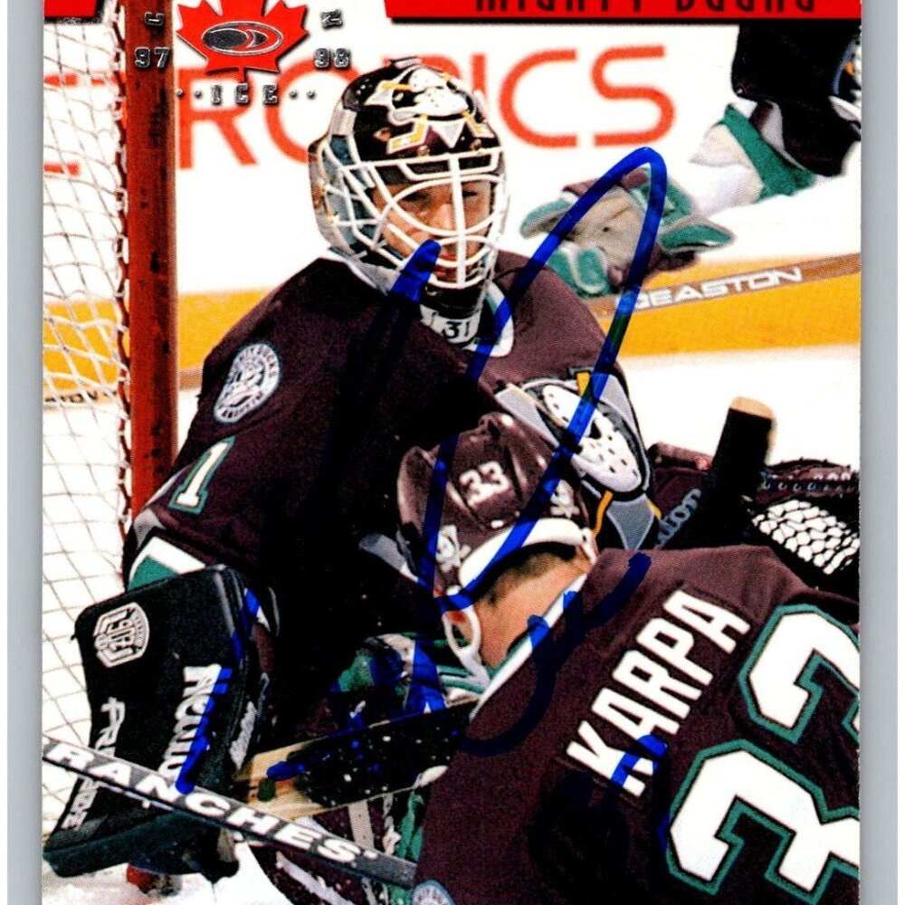 1997 Donruss Guy Hebert Anaheim Mighty Ducks NHL Autographed Trading Card